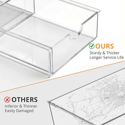 Makeup Drawer Storage Organizer with 22 Drawers, 4 Set Acrylic Office Desk Organization and Storage, Dustproof Drawer Organizer for Makeup, Office, Countertop, Jewelry, Pen, Desktop, Bathroom, Bedroom