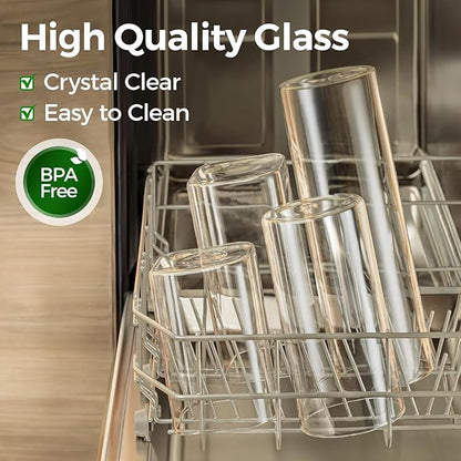 ComSaf Food Storage Containers with Airtight Lids Set of 6, Clear Glass Canister Food Jar with Sealing Lid Kitchen Pantry Storage Container for Spaghetti Pasta Sugar Flour Oat Cereal Beans, Square