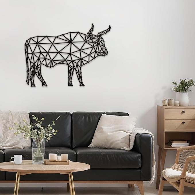 SIGNLEADER Metal Wall Art Decor Brooding Cow Modern Abstract Wall Sculpture Hangings Home Decoration for Living Room, Bedroom, Bathroom, Kitchen, Outdoor - 24" Black