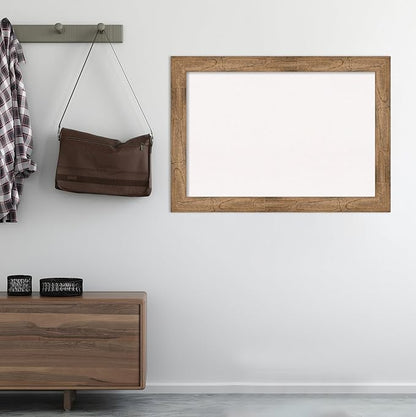 Amanti Art White Cork Board for Wall, 30x42 Vision Board with Brown Wood Frame, Large Corkboard Office Decor for Home Organization, Rustic Farmhouse Corkboard Pinboard to display items for home