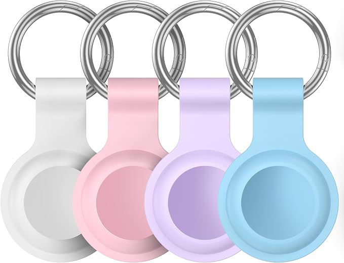 Compatible with AirTag Holder Case Keychain 4 Pack, for AirTag 1st & 2nd Generation Key Chain Ring Case Cover for Air Tag Holder GPS Tracker Item Air Tags Finders Air Tagholder for Kids,Bags,Luggages