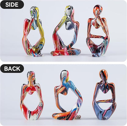 BrownLove 3pcs Hip hop Human Body Abstract Art Decoration, Modern White Art Resin Statue Room Office Shelf Bookcase Decoration