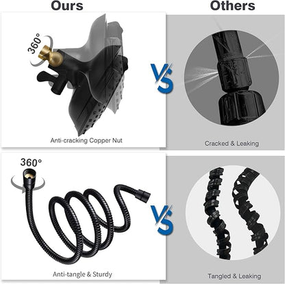 INAVAMZ Shower Head with Handheld High Pressure: Hand Held Shower Head & Rain Shower Head 2-IN-1 Shower Head with 59" Rotatable Stainless Steel Hose, Shower Trim Systems, Black 1.8 GPM 15391