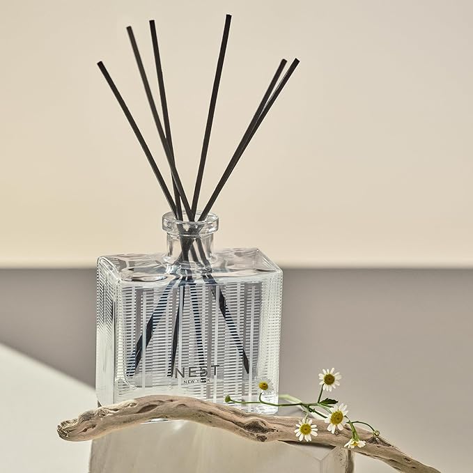 NEST New York Reed Diffuser, Driftwood & Chamomile - The Wellness Collection - 5.9 fl oz - Fragrance for Up to 90 Days - Reusable, Refillable Glass Holder - Includes 8 All-Natural Reed Sticks