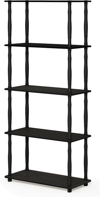 Furinno Turn-N-Tube 5-Tier Multipurpose Shelf / Display Rack / Storage Shelf / Bookshelf, Classic Tubes, Espresso/Black