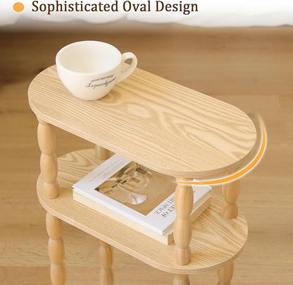 MaxSmeo Narrow End Table, Small Narrow Side Table for Small Space, 3-Tier Skinny End Table Nightstand for Bedroom, Living Room and Office (Natural)