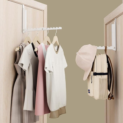 BAKON Over The Door Hooks, Small Space Double Folding Portable Over The Door Drying Rack for Laundry, Bathroom, Bedroom, Travel Storage and Drying (2Pack,White)