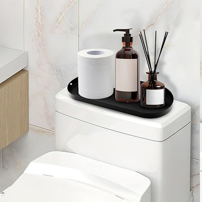 Toilet Tank Tray Bathroom Tray for Counter Top Organizer Black Metal Toilet Paper Basket Storage Toiletries Organizer for Bathroom, Living Room and Kitchen