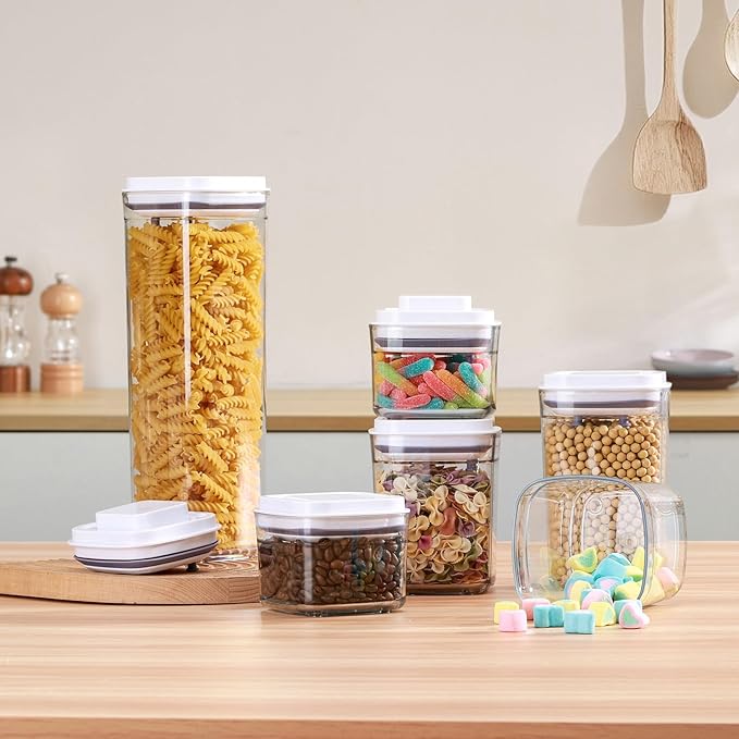 Food Airtight Containers storage with Lids One Button Open/POP UP/Kitchen Storage Organization for Coffee Tea Brown Sugar Cereals 350ml x 1