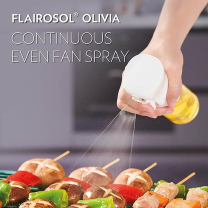 OLIVIA SIGNATURE Advanced Kitchen Oil Sprayer with Flairosol Technology, Fine Mist & Portion Control, Refillable Glass Olive Oil Cooking Spray Bottle for Air Fryer, Salad, BBQ, 130ml (Gold Print)