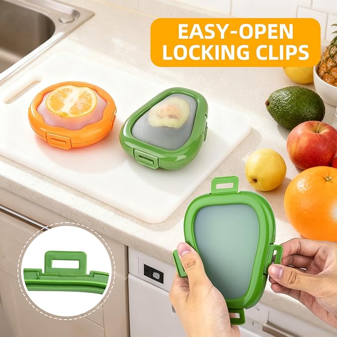 2pc Fruit Storage Containers for Fridge, Avocado Saver and Onion Storage Set, Reusable Silicone Food Storage Containers for Tomatoes, Lemons, and Potatoes (2)