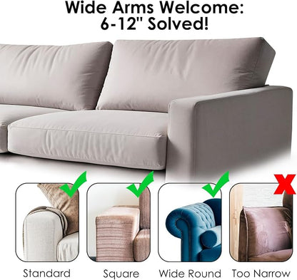 Silicone Couch Caddy for Wide Arms (6-12") with Cup Holder & Deep Sofa Remote Pockets - Anti-Slip Couch Arm Tray Table for Drinks, Phone, Snacks - Living Room Organizer (Blue)