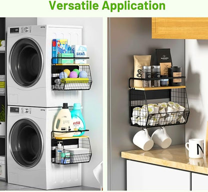 Ofiray-home Magnetic Shelf for Fridge with Wood Lid, Fruit Potato and Onion Storage Bins, Pantry Organizers & Storage, Large Container Magnetic Spice Rack for Refrigerator, Kitchen Counter, Cabinet
