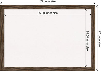 Amanti Art White Cork Board for Wall, 27x39 Vision Board with Brown Wood Frame, Large Corkboard Office Decor for Home Organization, Rustic Farmhouse Corkboard Pinboard to display items for home
