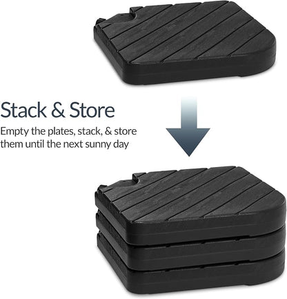 Best Choice Products 4-Piece Cantilever Offset Patio Umbrella Base Weight Set, Heavy-Duty Fillable Stand Plates for Water or Sand, Easy-Fill Spouts, Wood Grain Finish - Black