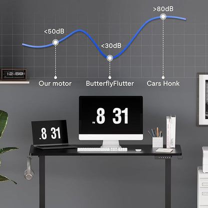 FLEXISPOT Standing Desk Electric Height Adjustable Desk with 40 x 24 Inch Splice Board, Home Office Computer Workstation, Black Top + Black Frame
