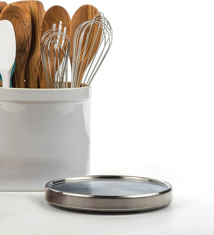 RSVP International Endurance Tool Crock Turntable Lazy Susan, Stainless Steel, 8.25" | Organize Spices & Small Bottles | Spins Easy | Handy in Cabinets or on Counters