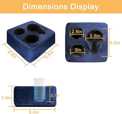 Couch Cup Holder Pillow Tray & Caddy - for Sofa, Bed, Car, Man Cave | Keep Drinks at Hand & Spill-Proof Accessories for New Parents, Camping, Park, Boat, Beach - Navy Blue