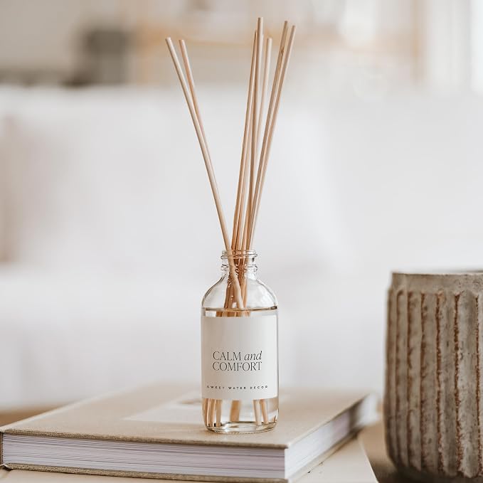 Sweet Water Decor Calm and Comfort Reed Diffuser Set | Mandarin, Ginger, Jasmine, White Tea Spa Scented Diffusers | Air Freshener | Housewarming Gift | Aromatic Stress Relief