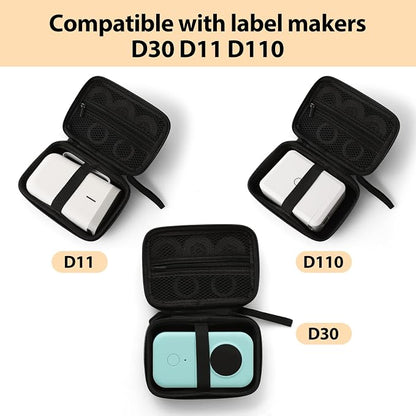 TUGUAI Label Maker Case Compatible with Phomemo D30 JADENS D110 NiiMbot D11 SUPVAN E10 Label Maker Printer, Organizer for Labels Makers Tape, Charging Cable (Box Only, Black)