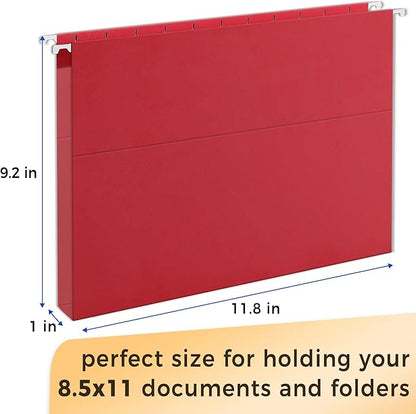 SUNEE Hanging File Folders Extra Capacity Assorted Colors, 25 Pack Letter Size File Folders with 1/5-cut Tabs, Heavy Duty 1 Inch Expansion, Stay Organized for Your Home and Office Bulk File