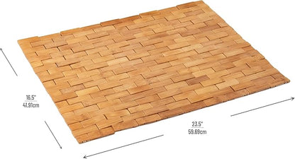 Mind Reader Bath Mat, Shower Mat, Bathtub Mat, Bathroom Accessory, Wood, Rayon from Bamboo, 23.5"L x 16.5"W x 0.4"H, Brown