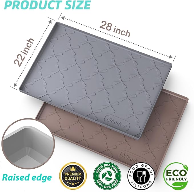 SIKADEER 28" x 22" Under Sink Mat Waterproof, Silicone Mat Kitchen Drawer Shelf and Cabinet Liner, Sink Protector for Kitchen Organizers and Storage, Boot Tray Pet Food Mats