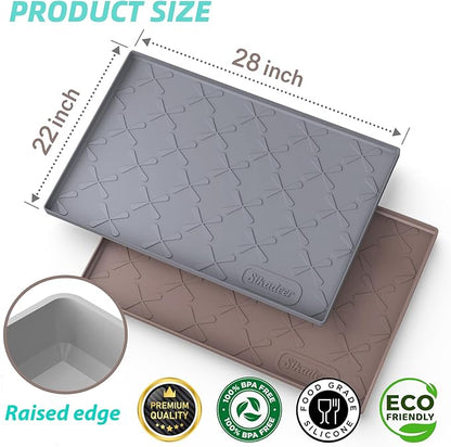 SIKADEER 28" x 22" Under Sink Mat Waterproof, Silicone Mat Kitchen Drawer Shelf and Cabinet Liner, Sink Protector for Kitchen Organizers and Storage, Boot Tray Pet Food Mats