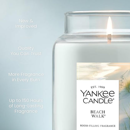 Yankee Candle Beach Walk, Scented Candle, 22oz Large Jar with up to 150 Hour Burn Time, Giftable