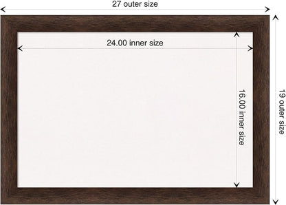 Amanti Art White Cork Board for Wall, 19x27 Vision Board with Brown Wood Frame, Medium Corkboard Office Decor for Home Organization, Casual Corkboard Pinboard to display items for home organization