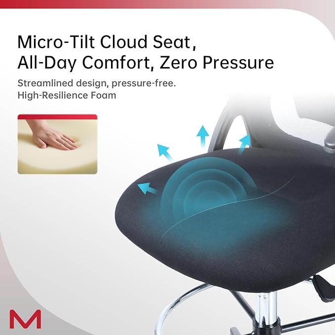 Drafting Chair,Tall Office Chair with Lumbar Support,Ergonomic Tall Desk Chair with Flip Up Armrests,Standing Desk Chair withAdjustable Footrest Ring,High Office Chair