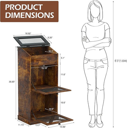 Wooden Potato and Onion Storage Bin w/Lid, Large Capacity and Ventilated Design, Ideal for Pantry, Kitchen Brown