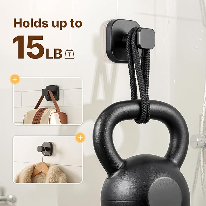 3 PCS Bathroom Hooks for Towels, Suction Cup Hooks for Shower, Door Hooks for Hanging Robe Loofah Removable Wall Hooks for Kitchen Glass Window Black