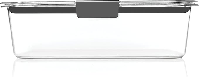 Rubbermaid Brilliance Large Food Storage Container, 9.6 Cup, BPA-Free, Leak-Proof, Clear
