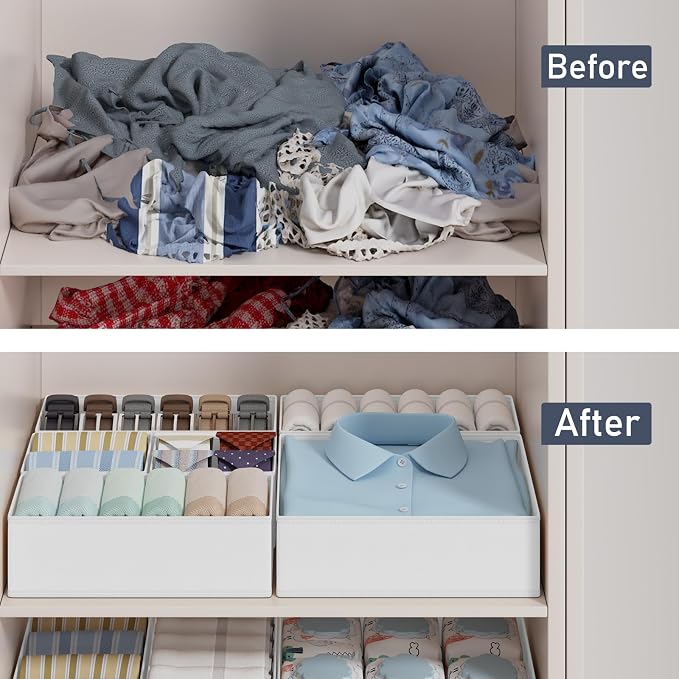 DIMJ Drawer Organizer Clothes Storage- 18 Pack Baby Dresser Organizer for Nursery, Foldable Closet Drawer Organizer Bins for Bedroom Organization, Fabric Storage Dividers for Socks, Underwears, Bras