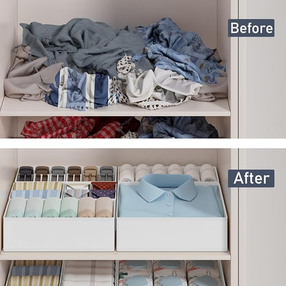 DIMJ Drawer Organizer Clothes Storage- 18 Pack Baby Dresser Organizer for Nursery, Foldable Closet Drawer Organizer Bins for Bedroom Organization, Fabric Storage Dividers for Socks, Underwears, Bras