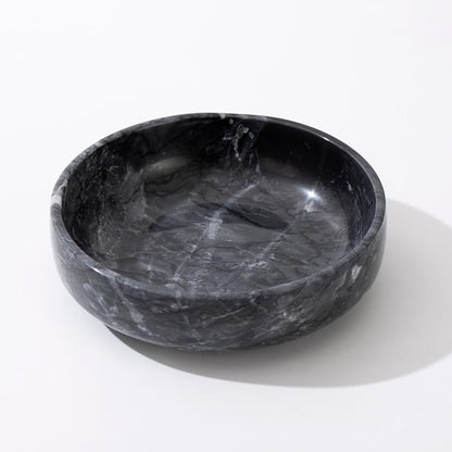 6.7" Large Decorative Bowl, Natural Marble Decorative Bowls for Home Decor, Key Bowl, Candy Bowl, Smudge Bowl, Coffee Tables Centerpiece (Natural Black)