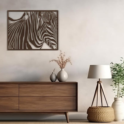 SIGNLEADER Metal Wall Art Decor Zebra Minimalist Modern Abstract Wall Sculpture Hangings Home Decoration for Living Room, Bedroom, Bathroom, Kitchen, Outdoor - 30" Bronze