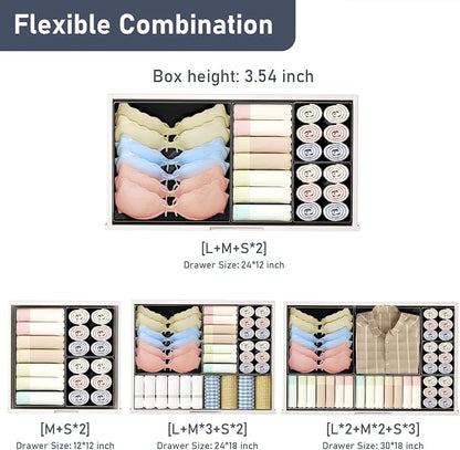DIMJ Drawer Organizer Clothes - 28 Pack Baby Dresser Organizer for Nursery Closet Organization, Fabric Drawer Organizer Bins for Underwears Socks Bras, Foldable Storage Dividers for Bedroom