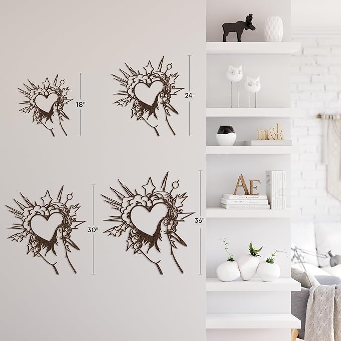 SIGNLEADER Metal Wall Art Decor I Love You Heart Modern Abstract Wall Sculpture Hangings Home Decoration for Living Room, Bedroom, Bathroom, Kitchen, Outdoor - 30" Bronze