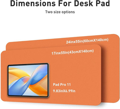 Aothia Faux Leather Desk Mat - Large Mouse Pad, Non-Slip PU Leather Blotter, Waterproof Writing Surface for Office and Home (Hermes Orange, 55" x 17")