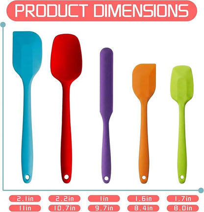 5 Pieces Silicone Spatula Set BPA Free Non Stick Rubber Spatula Heat Resistant Set Ideal for Baking Cooking Mixing Dishwasher Safe Kitchen Tools Multicolor