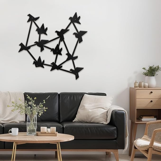 SIGNLEADER Metal Wall Art Decor Free Birds Modern Abstract Wall Sculpture Hangings Home Decoration for Living Room, Bedroom, Bathroom, Kitchen, Outdoor - 30" Black