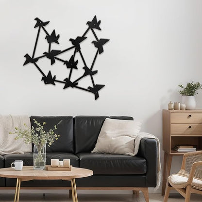 SIGNLEADER Metal Wall Art Decor Free Birds Modern Abstract Wall Sculpture Hangings Home Decoration for Living Room, Bedroom, Bathroom, Kitchen, Outdoor - 30" Black