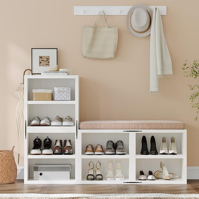 2-Tier Stackable Cube Storage Organizer, DIY Bookcase with 2 Removable Open Shelves & Anti-Tip Design, Cube Book Shelf for Bedroom, Office, Dorm,15" W x 11.81" D x 30" H, White