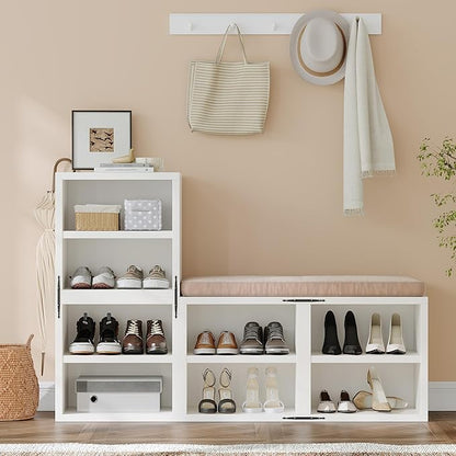 2-Tier Stackable Cube Storage Organizer, DIY Bookcase with 2 Removable Open Shelves & Anti-Tip Design, Cube Book Shelf for Bedroom, Office, Dorm,15" W x 11.81" D x 30" H, White