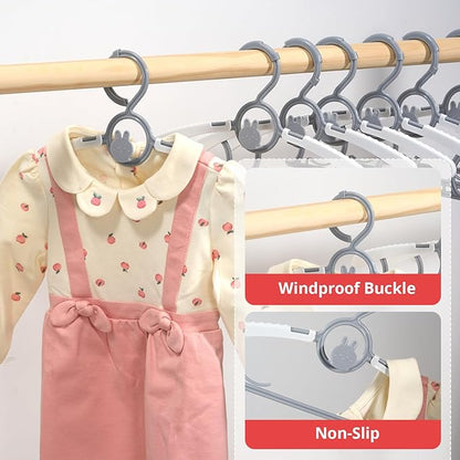 Baby Hangers 20PCS, Adjustable & Stackable Plastic Kids Hangers for Closet, Non-Slip Baby Hangeres, Hanger for Toddler Kid Children Infant Teen, Grey Extendable Toddler Hanger