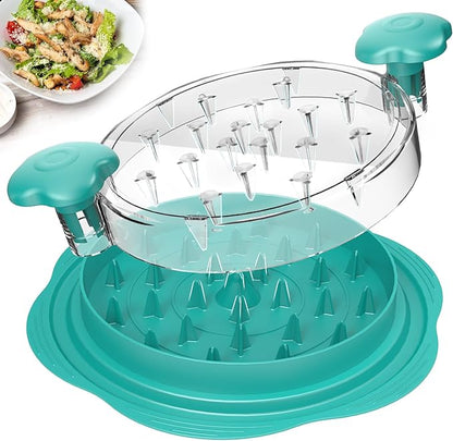 SURETIVIAN Chicken Shredder Tool Twist Large Chicken Breast Shredder with Brush&Fork, Visible Meat Shredder Machine, Anti-Slip Strip, Ergonomic Handle, BPA Free, Pork Beef Chicken (Teal)