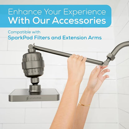 SparkPod Rain Shower Head, 8 Inch Square | High Pressure Shower Heads, 90 Nozzle (Touch-to-Clean), Adjustable Showerhead, No-tool Universal Connection