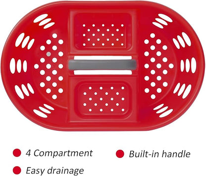Large Shower Caddy Portable 2PC - Made in USA Plastic Jumbo Size Dorm Storage Candy Tote with Handle Shower Organizer for Bathroom, Pantry, Kitchen, College Dorm, Red